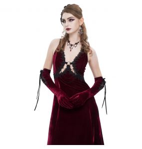 Longue Robe 'Alicia' en Velours Bordeaux