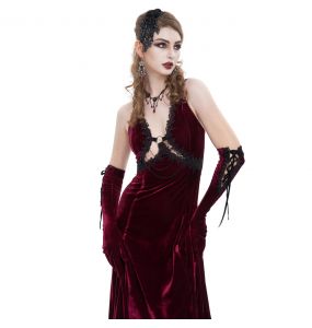 Burgundy Velvet 'Alicia' Long Dress