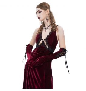 Burgundy Velvet 'Alicia' Long Dress