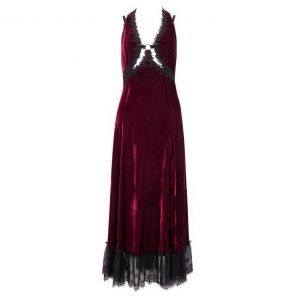 Longue Robe 'Alicia' en Velours Bordeaux