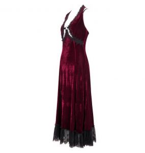 Longue Robe 'Alicia' en Velours Bordeaux