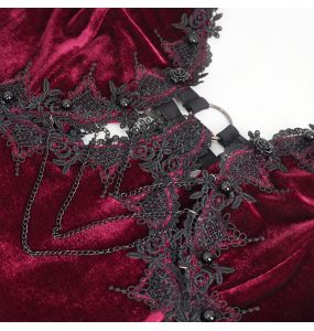 Longue Robe 'Alicia' en Velours Bordeaux