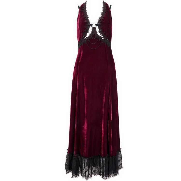 Longue Robe 'Alicia' en Velours Bordeaux