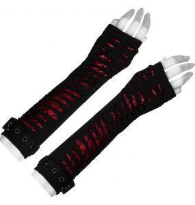 Longues Mitaines 'Willow' Noires et Rouges