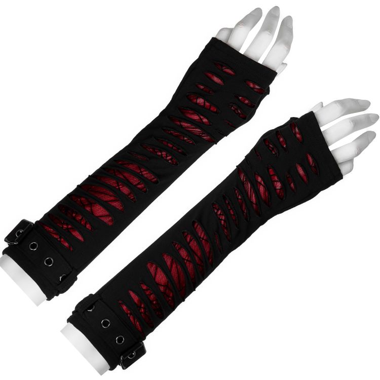 Longues Mitaines 'Willow' Noires et Rouges