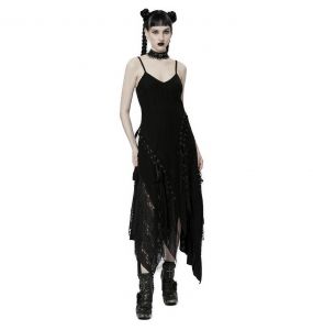 Black 'Geloyra' Asymmetric Long Dress
