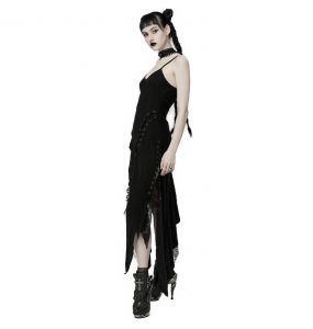 Black 'Geloyra' Asymmetric Long Dress