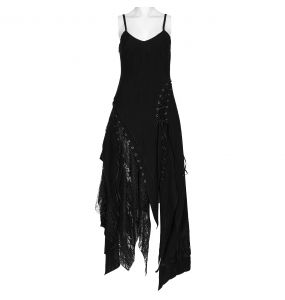 Black 'Geloyra' Asymmetric Long Dress