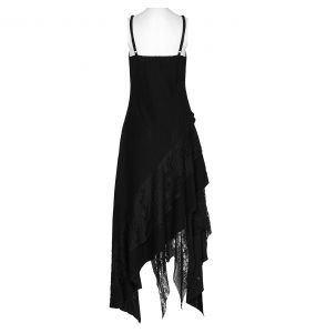 Black 'Geloyra' Asymmetric Long Dress