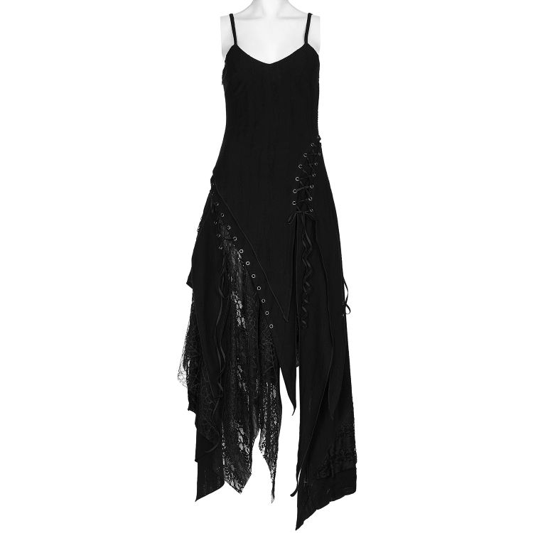 Black 'Geloyra' Asymmetric Long Dress by Punk Rave • the dark store™
