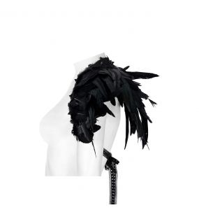 Accessoire d'Épaule 'Raven' en Plumes Artificielles Noires