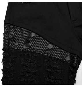 Black Twill and Mesh 'Willow' Pants