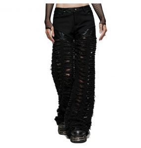 Black Twill and Mesh 'Willow' Pants