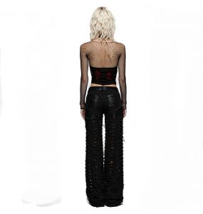 Black Twill and Mesh 'Willow' Pants