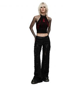 Black Twill and Mesh 'Willow' Pants
