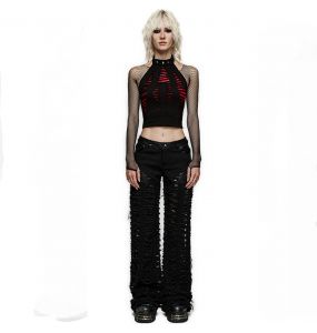 Black Twill and Mesh 'Willow' Pants