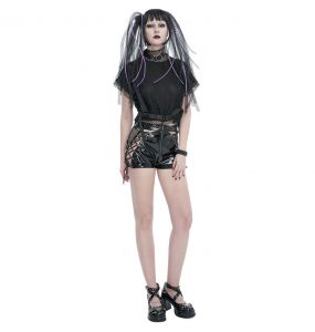 Black Vinyl 'Amala' Sexy Shorts