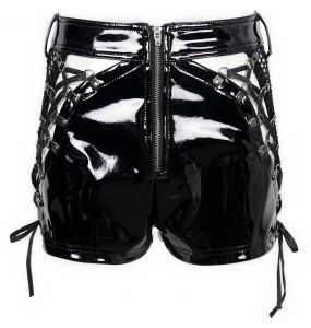 Black Vinyl 'Amala' Sexy Shorts