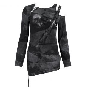 Haut Manches Longues Asymétrique 'Emelia' Noir et Gris
