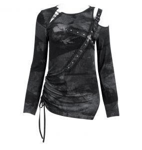 Haut Manches Longues Asymétrique 'Emelia' Noir et Gris