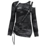 Haut Manches Longues Asymétrique 'Emelia' Noir et Gris