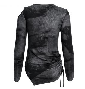 Haut Manches Longues Asymétrique 'Emelia' Noir et Gris