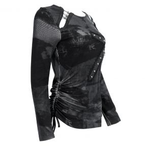 Haut Manches Longues Asymétrique 'Emelia' Noir et Gris