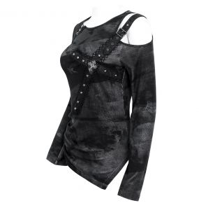 Haut Manches Longues Asymétrique 'Emelia' Noir et Gris