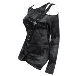 Haut Manches Longues Asymétrique 'Emelia' Noir et Gris