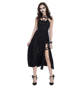Black 'Emelia' Long Dress with Hot Pants