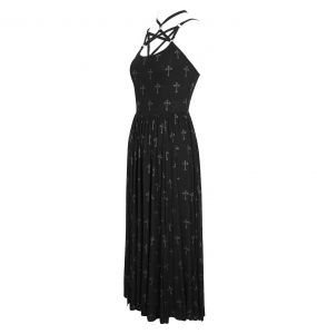 Black 'Emelia' Long Dress with Hot Pants