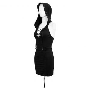Black 'Gelvira' Hooded Mini Dress