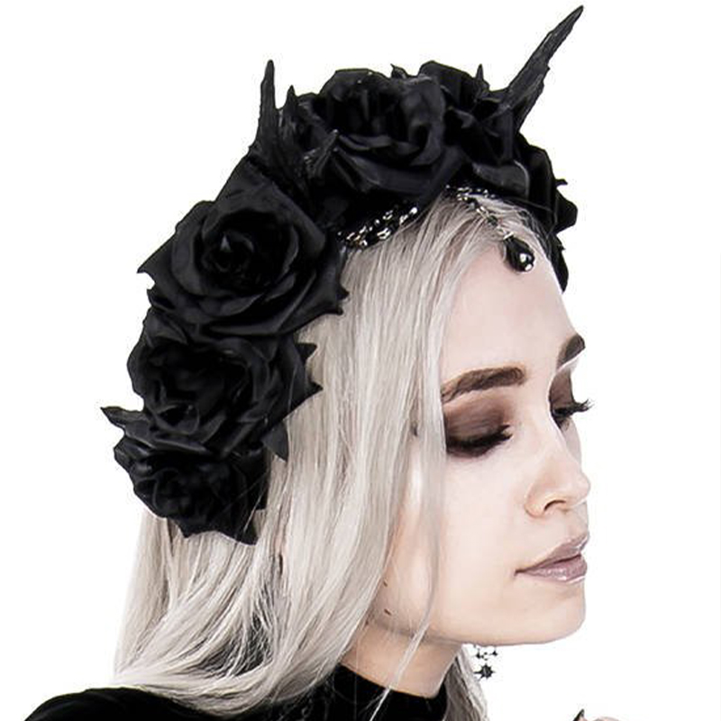 Horns Restyle Serre-Tête 'Horns and Roses' Noir by Restyle • the dark store™