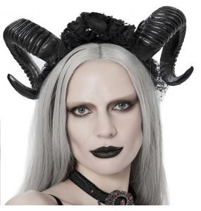 Black 'Gothic Roses Horns' Headband