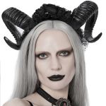Serre-Tête 'Gothic Roses Horns' Noir