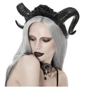 Serre-Tête 'Gothic Roses Horns' Noir