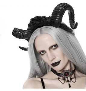 Serre-Tête 'Gothic Roses Horns' Noir
