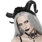 Serre-Tête 'Gothic Roses Horns' Noir