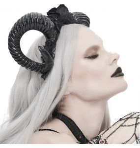 Serre-Tête 'Gothic Roses Horns' Noir