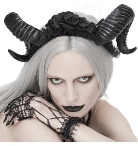 Serre-Tête 'Gothic Roses Horns' Noir
