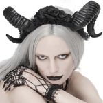 Serre-Tête 'Gothic Roses Horns' Noir
