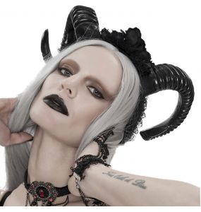 Serre-Tête 'Gothic Roses Horns' Noir