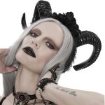 Serre-Tête 'Gothic Roses Horns' Noir