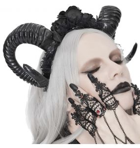 Serre-Tête 'Gothic Roses Horns' Noir