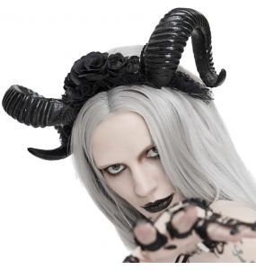 Serre-Tête 'Gothic Roses Horns' Noir