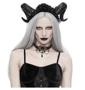 Serre-Tête 'Gothic Roses Horns' Noir