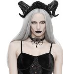 Serre-Tête 'Gothic Roses Horns' Noir