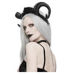 Serre-Tête 'Gothic Roses Horns' Noir