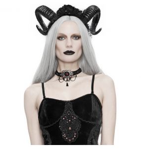 Serre-Tête 'Gothic Roses Horns' Noir