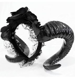 Serre-Tête 'Gothic Roses Horns' Noir